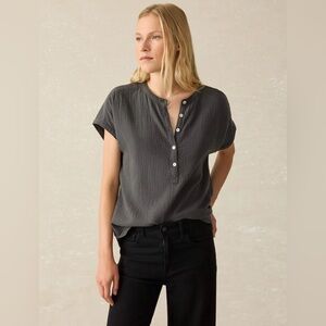 [NWT] Faherty Dream Cotton Gauze Desmond Blouse - Washed Black